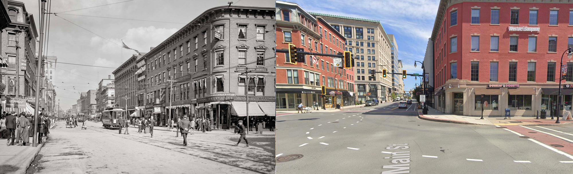 Worcester, MA, Main Street, Then and Now