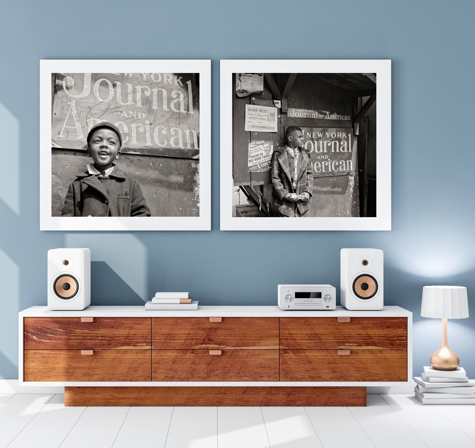 Two photo collection of Gordon Parks Newspaper Boys