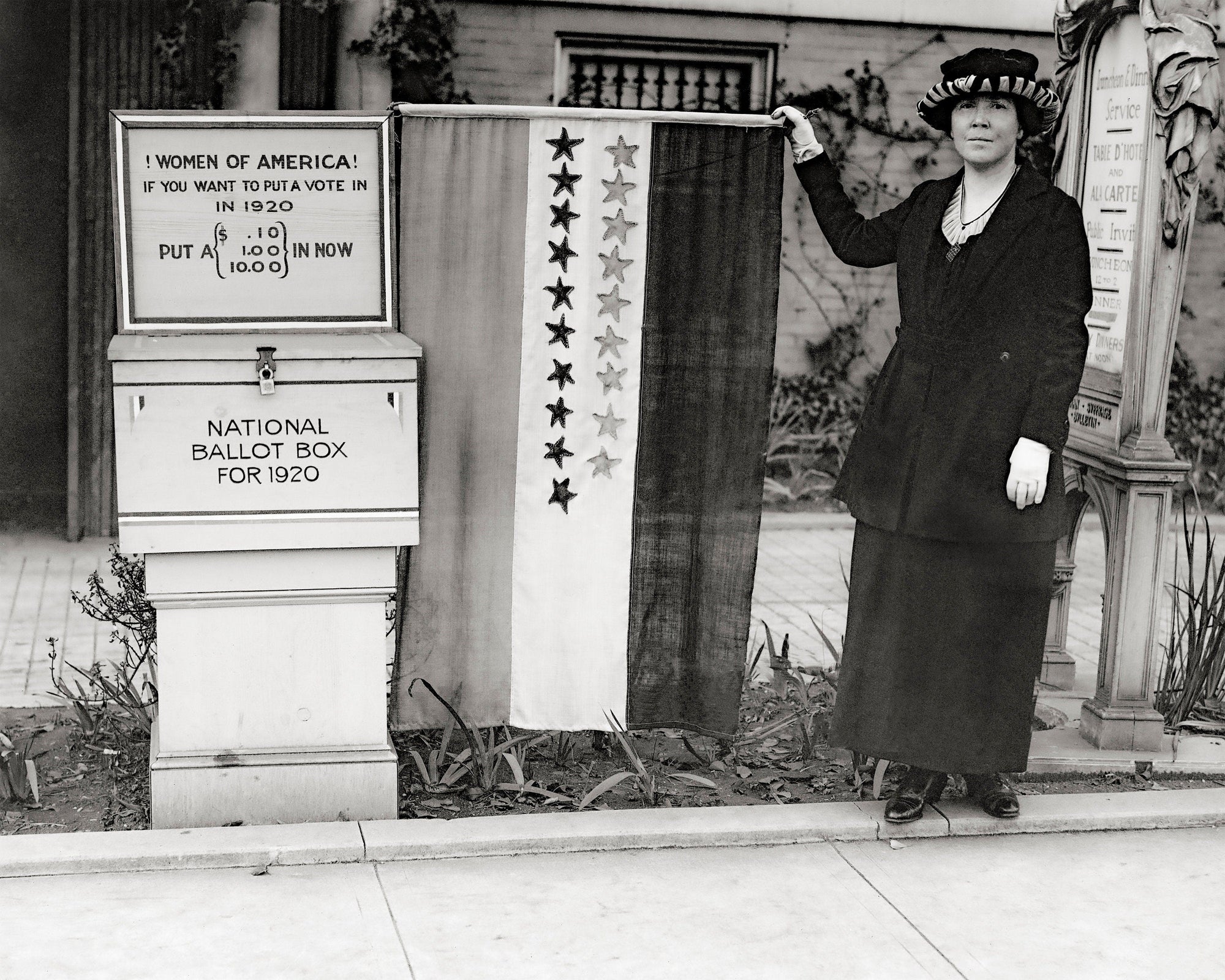 A Woman Suffragette Holding the Suffragette Flag For Equal rights in 1920 Historical Pix