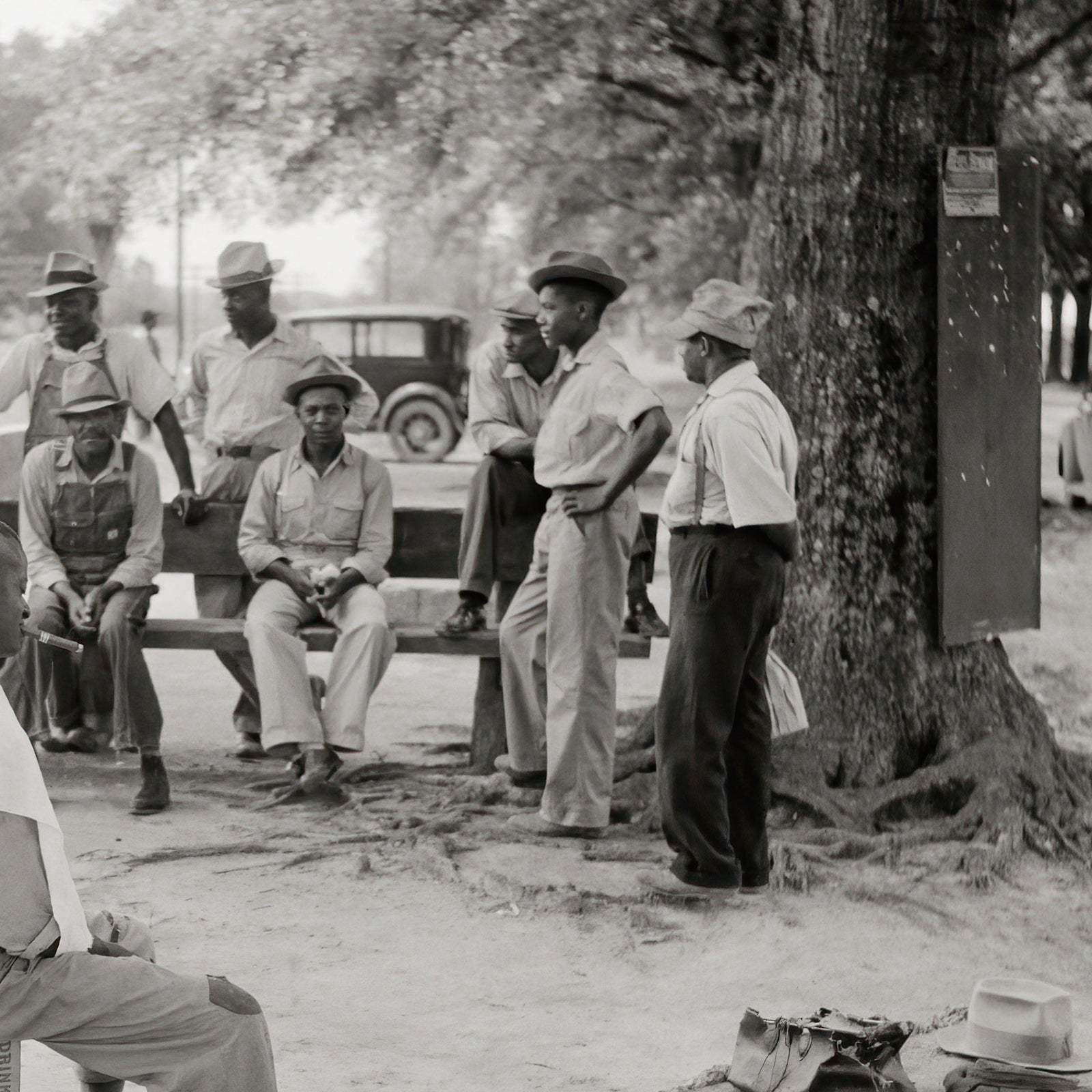 African American Men Getting Haircuts Outside, Natchez Mississippi, 1940 Historical Pix