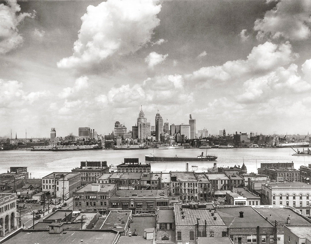 Detroit Skyline, Detroit Michigan and Detroit River, 1929 Historical Pix