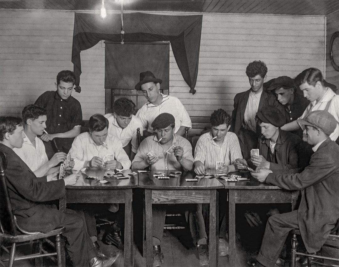 Game Room Photo, Men Playing Cards, 1916 Historical Pix