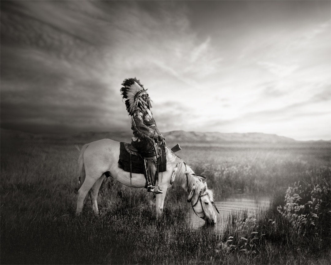 Indigenous American Oglala Warrior, Wearing Headdress, Early 1900s Historical Pix