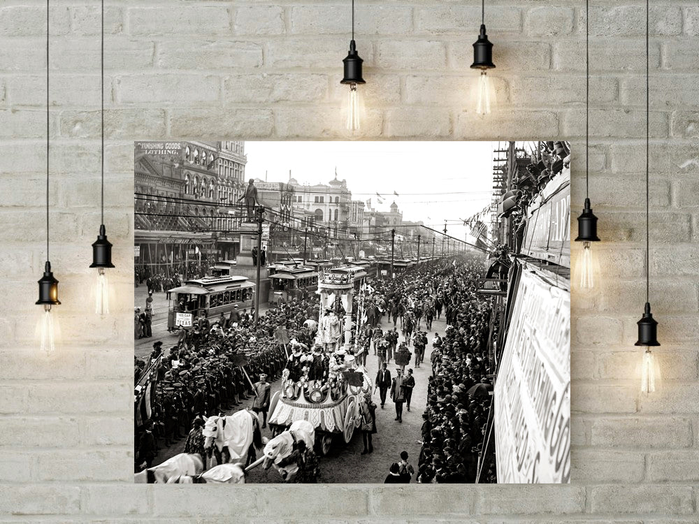 Mardi Gras Parade Canal Street, New Orleans, Louisiana, The Big Easy, 1900 Historical Pix