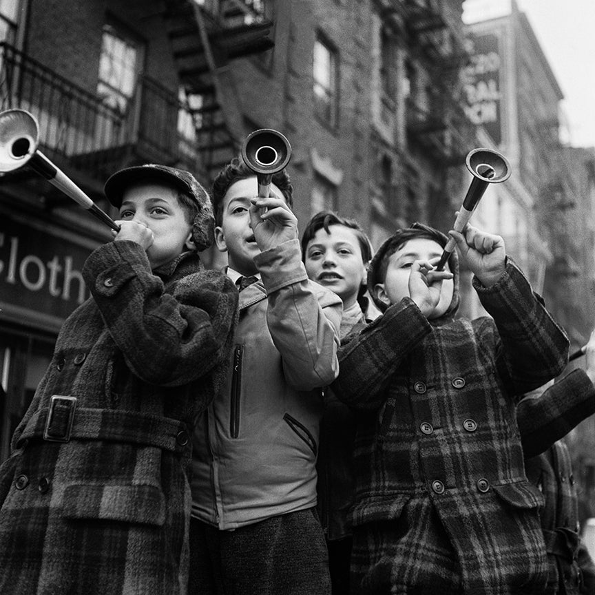 New Years Eve on Bleecker Street, NYC, Marjory Collins Photographer Historical Pix