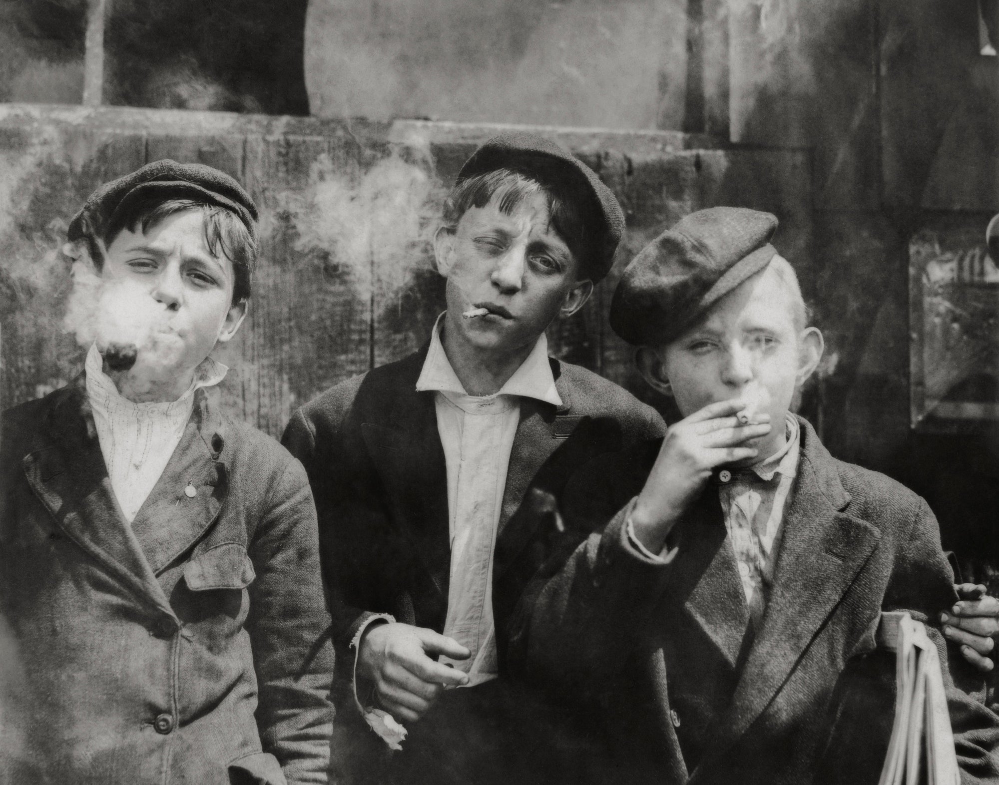 Newspaper Boys Smoking, St. Louis Missouri, Lewis Hine, 1910 Historical Pix