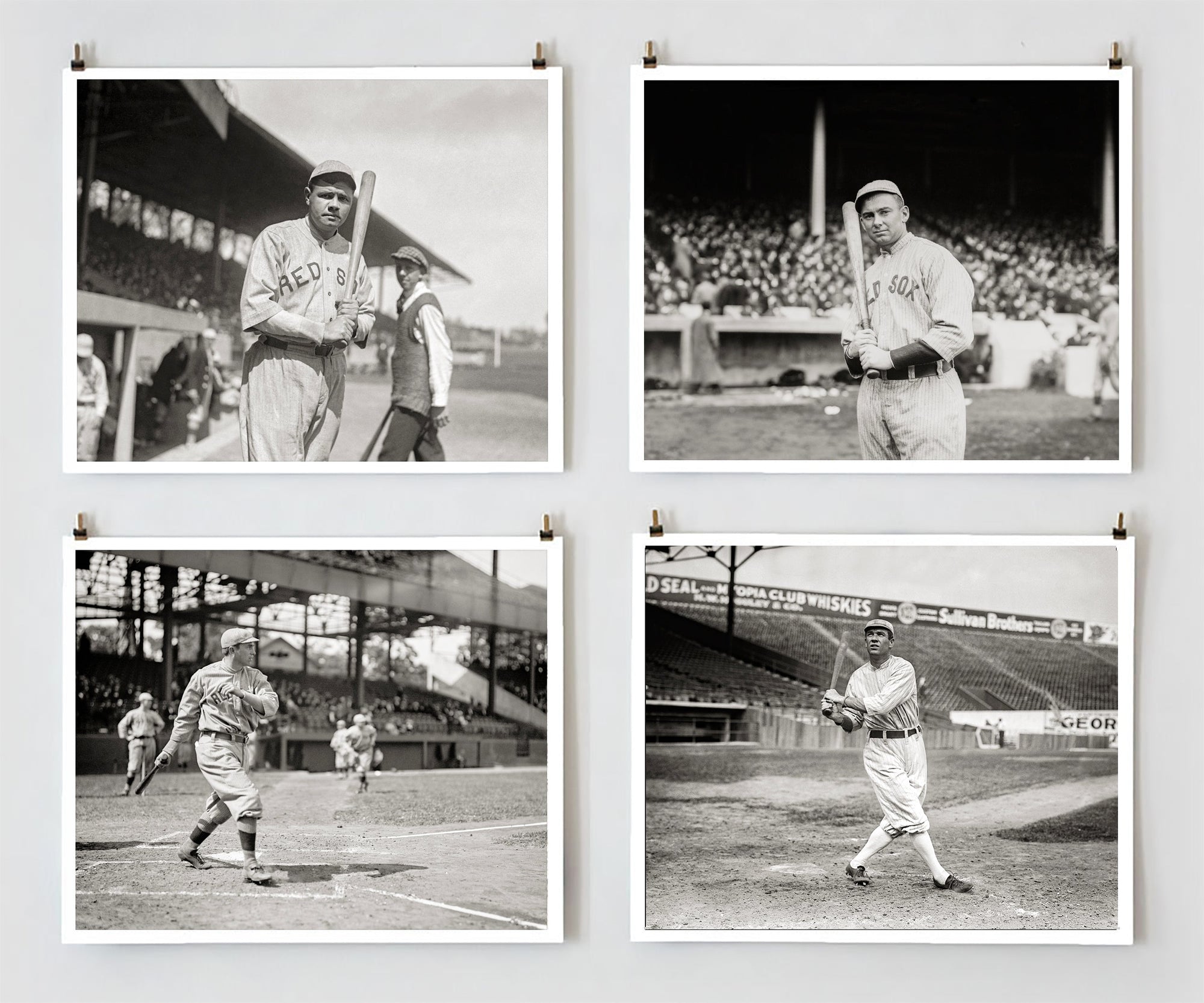 Red Sox Wall Collection Photos -Speaker, Hooper, Lewis, Ruth, Early 1900s Historical Pix