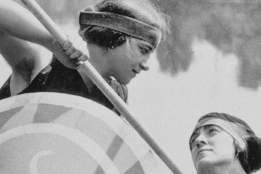 Suffragette Warriors, early 1900s, Practicing For Play at Women's Conference Historical Pix