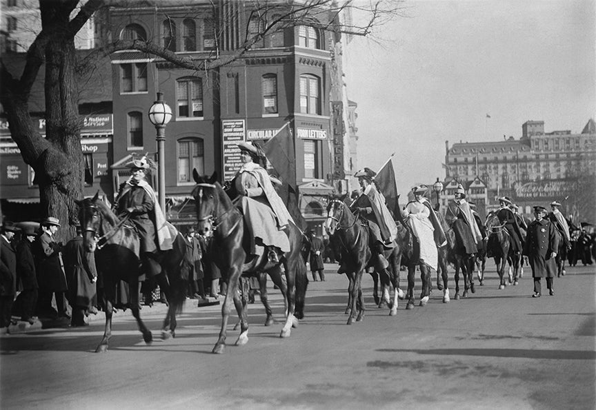 Suffragettes Protest on Horseback, Washington DC, Women's March, 1914 Historical Pix