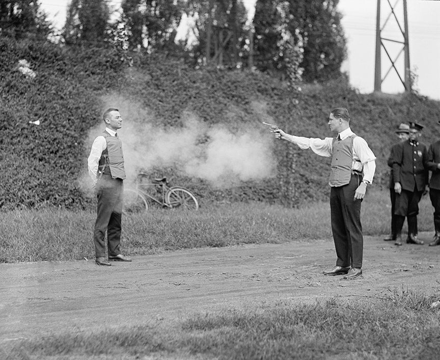 Testing a Bullet-Proof Vest, 1923 Historical Pix