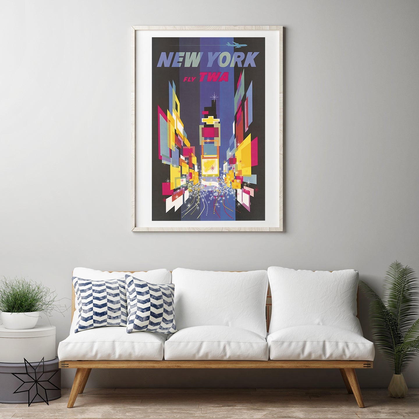 Vintage TWA New York Travel Poster Historical Pix