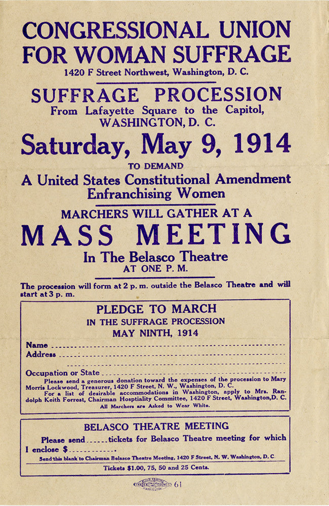 Congressional Union for Woman Suffrage March, May 9, 1914