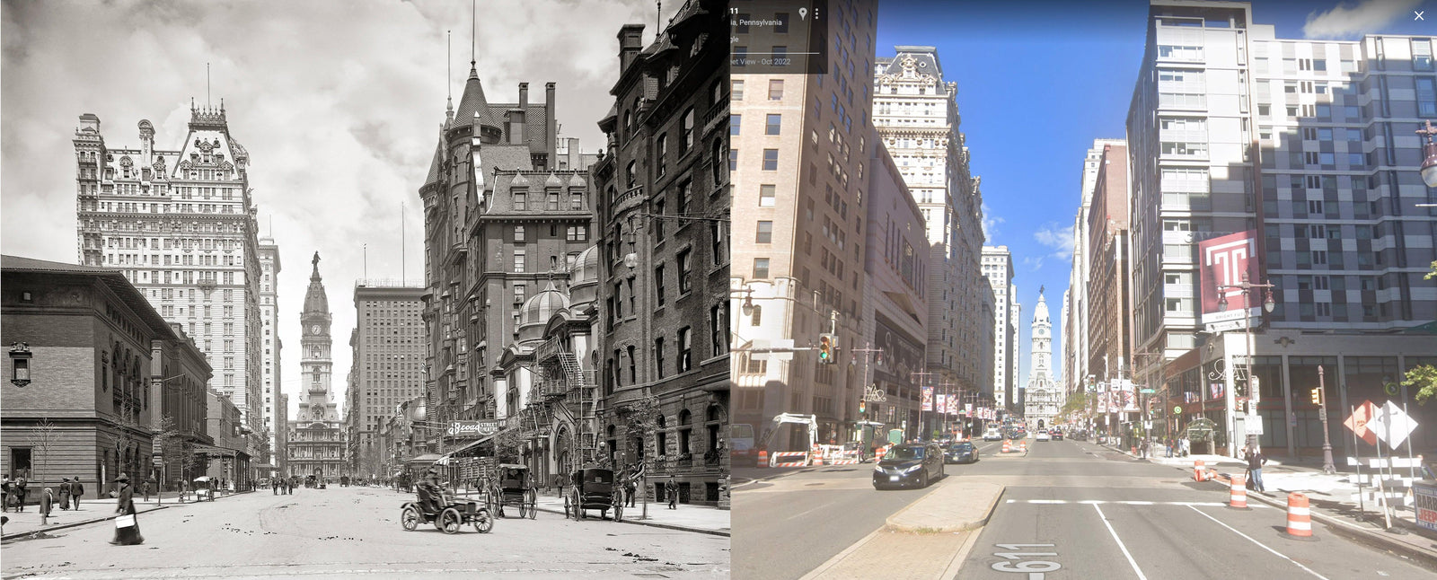 Broad and Spruce Streets, Philadelphia Then and Now, Early 1900s Historical Pix