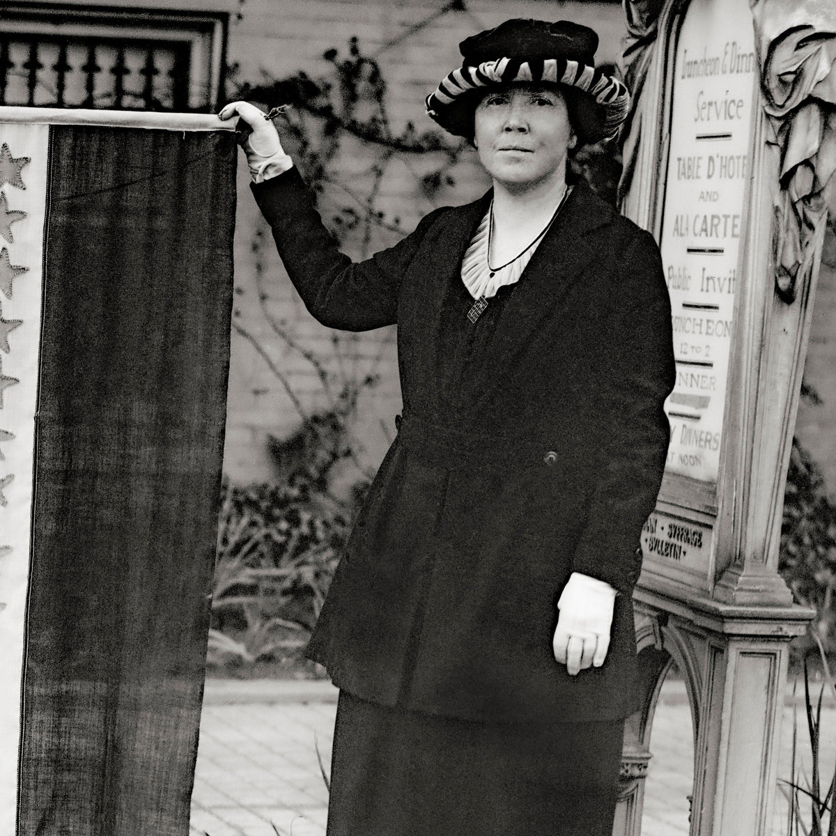 A Woman Suffragette Holding the Suffragette Flag For Equal rights in 1920 Historical Pix