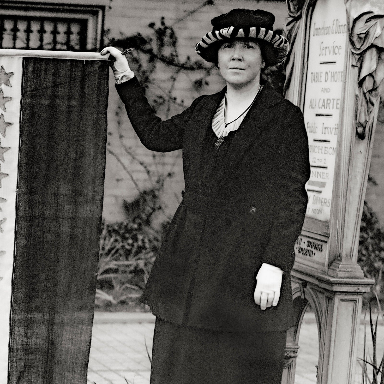 A Woman Suffragette Holding the Suffragette Flag For Equal rights in 1920 Historical Pix