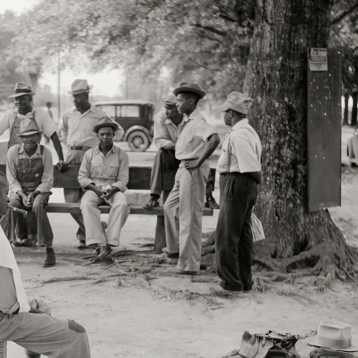 African American Men Getting Haircuts Outside, Natchez Mississippi, 1940 Historical Pix