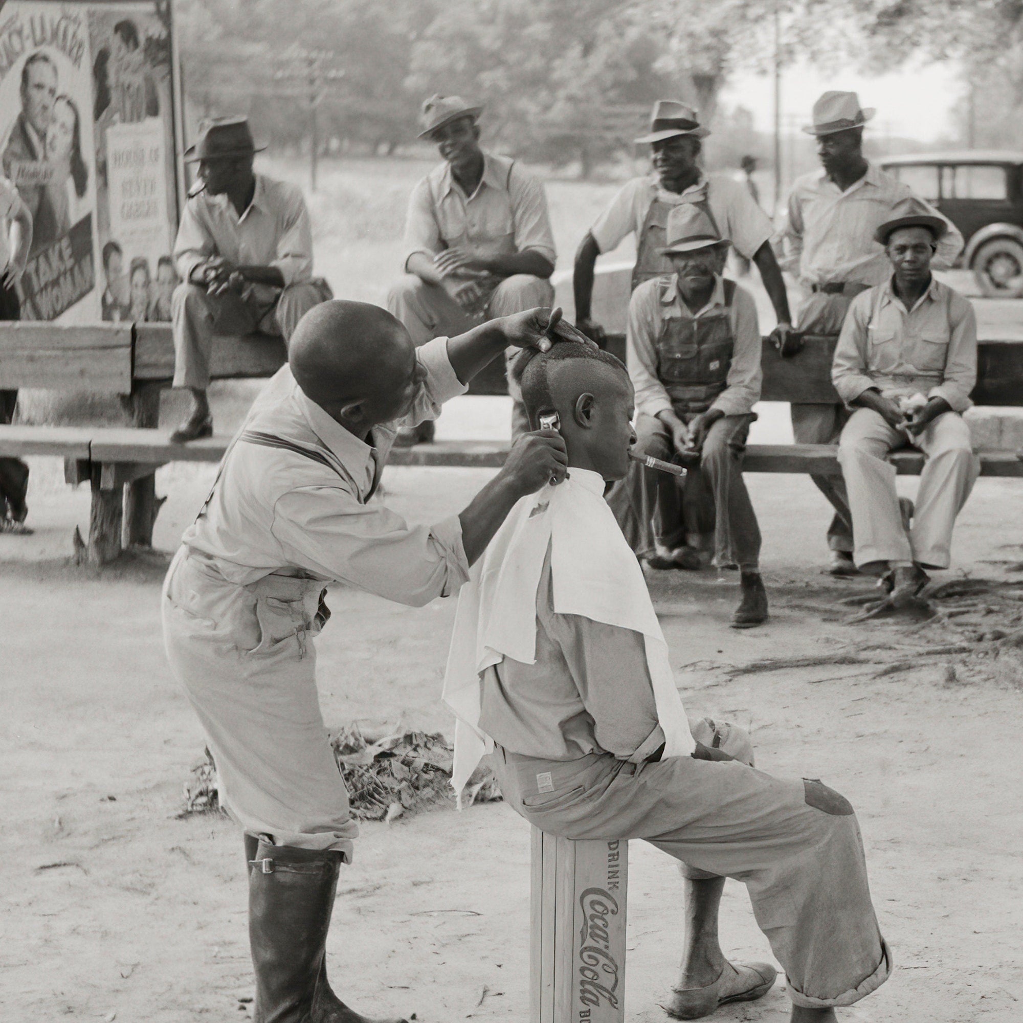 Every 1940S Male Haircuts African American Men Getting Haircuts Outside, Natchez Mississippi, 19