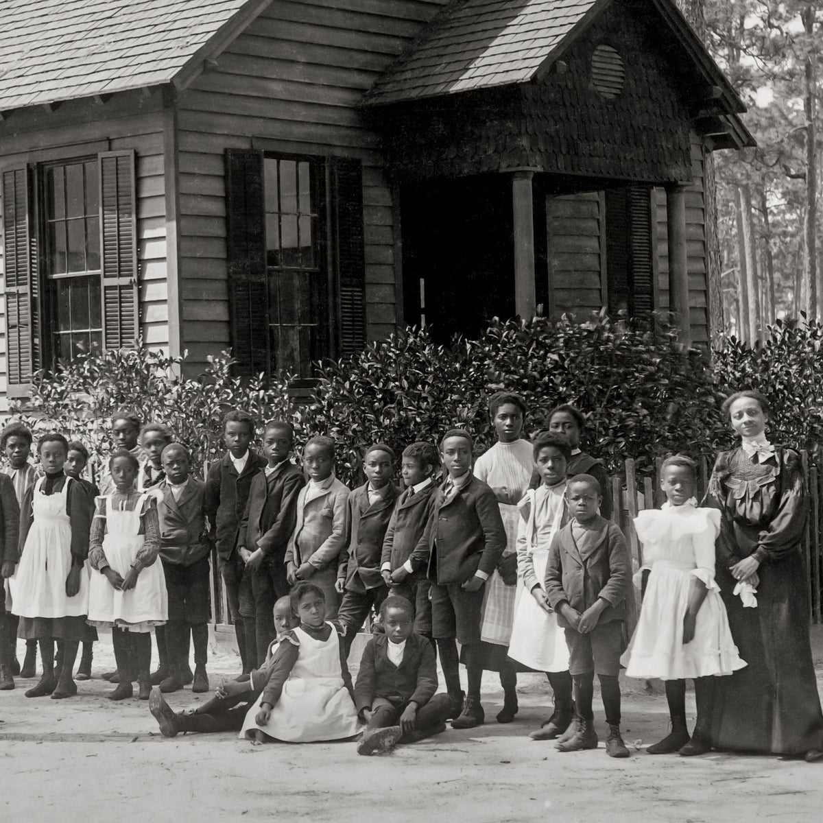 African American Students and Teachers in front of schoolhouse, 1900 Historical Pix