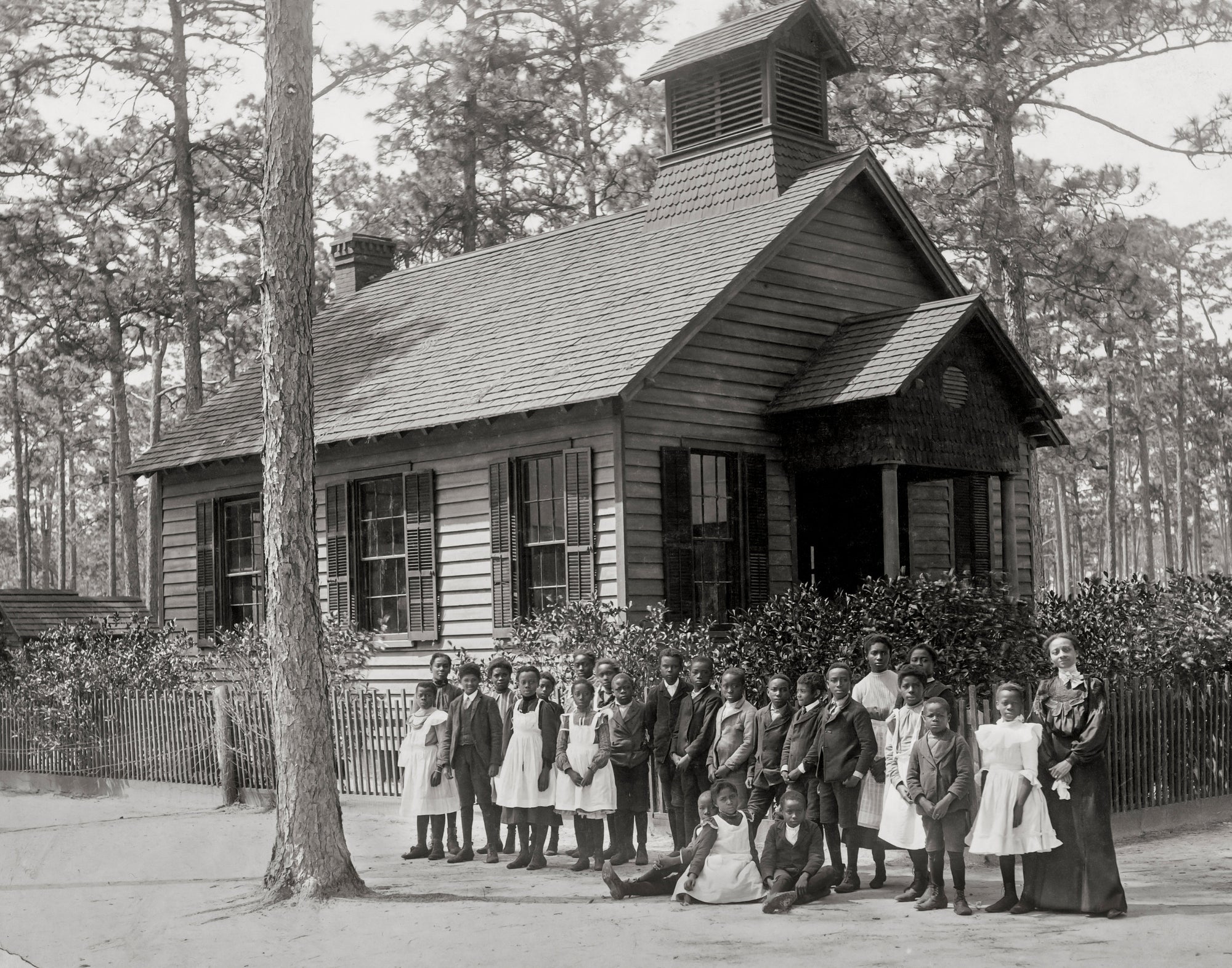 African American Students and Teachers in front of schoolhouse, 1900 Historical Pix