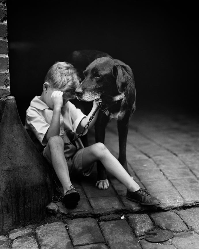 Black Labrador Retriever and Boy, 1920s Historical Pix