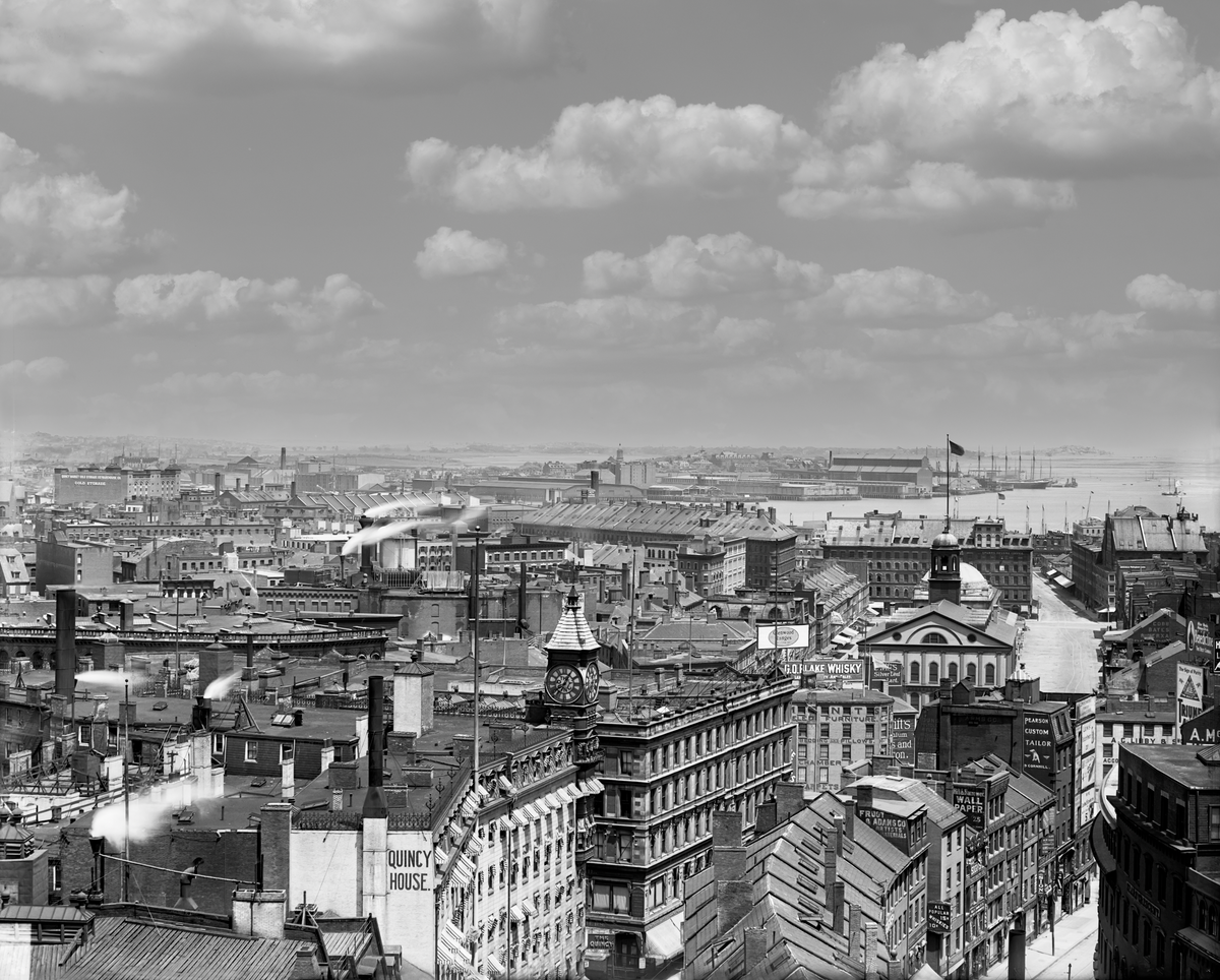 Boston Rooftop Photo from Barrister's Hall, Boston University to Faneuil Hall, 1906 Historical Pix