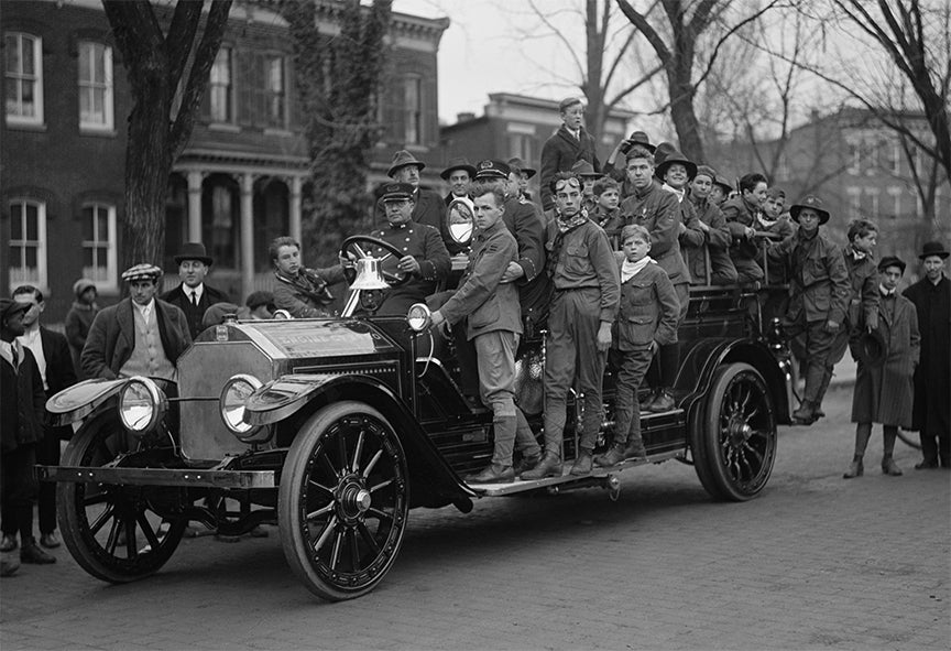 Boy Scouts Practicing a Fire Drill, Early 1900s Historical Pix