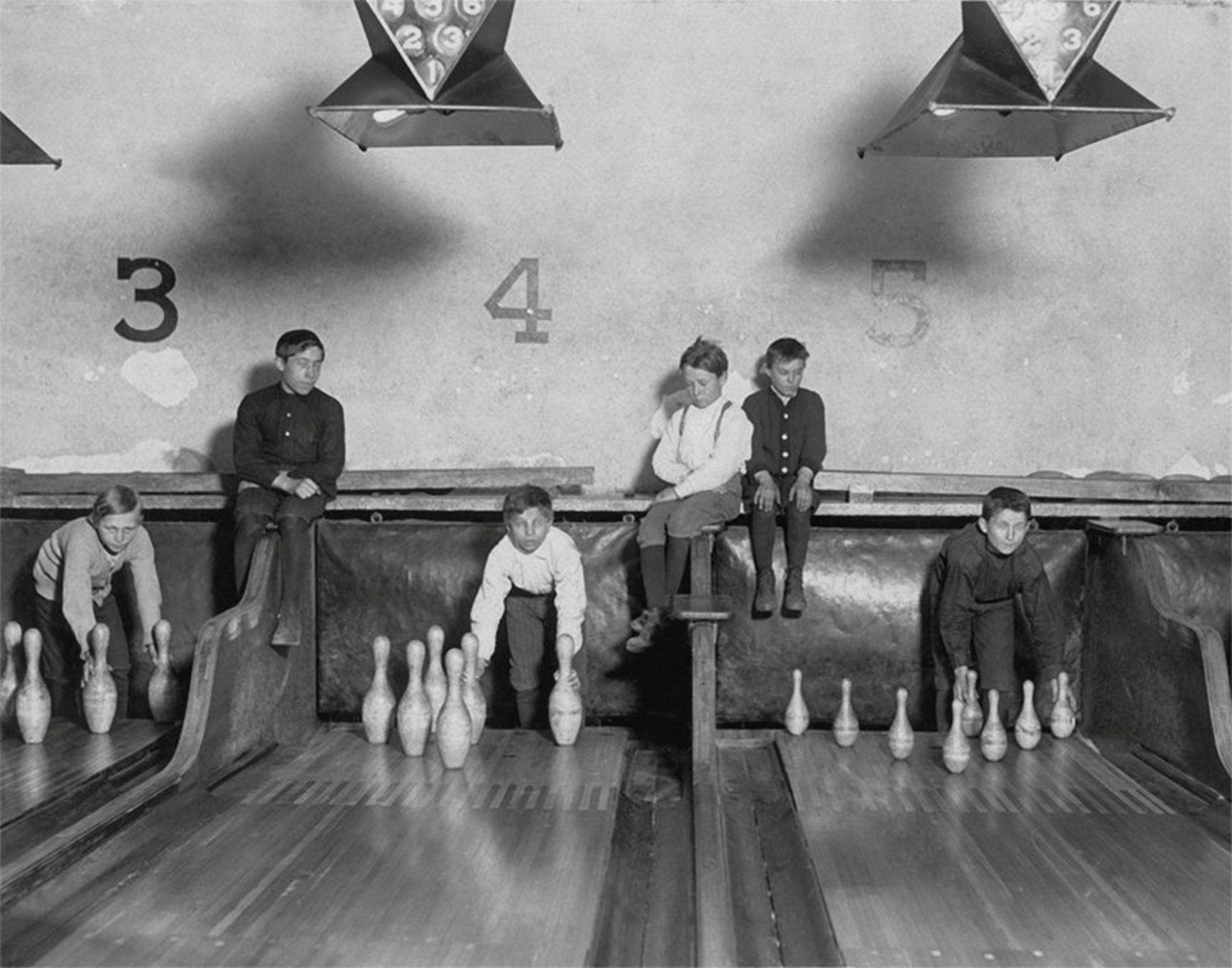 Boys Setting Bowling Pins, Lewis Hine Photographer, 1940s Historical Pix