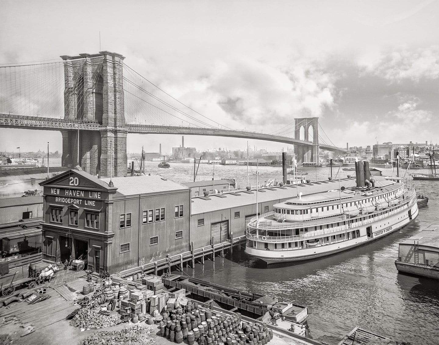 Brooklyn Bridge, Marine Harbor, 1905 Historical Pix