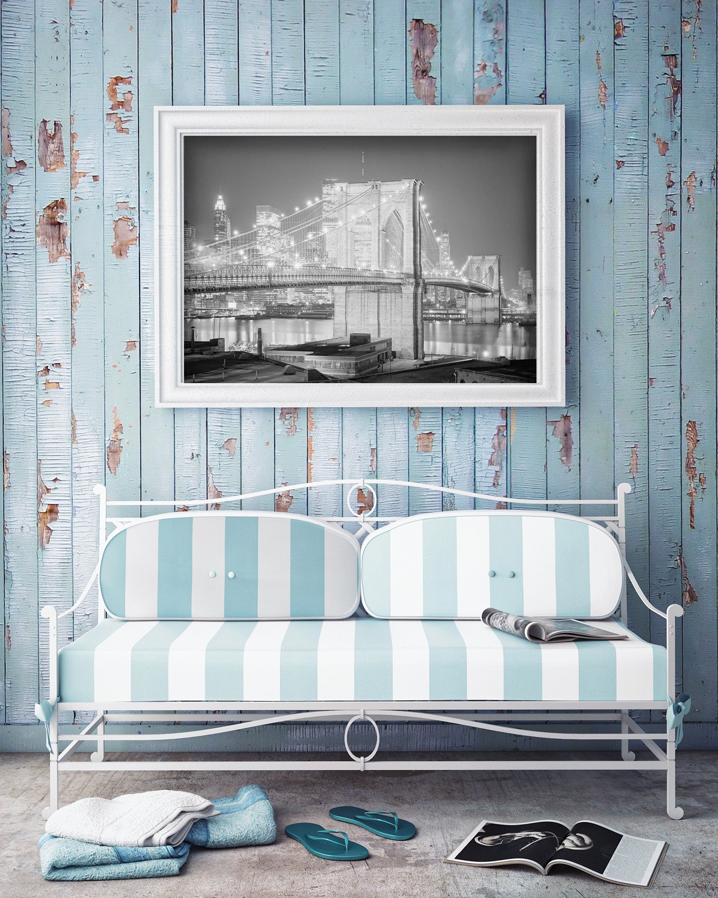 Brooklyn Bridge at Night, 1970s Historical Pix