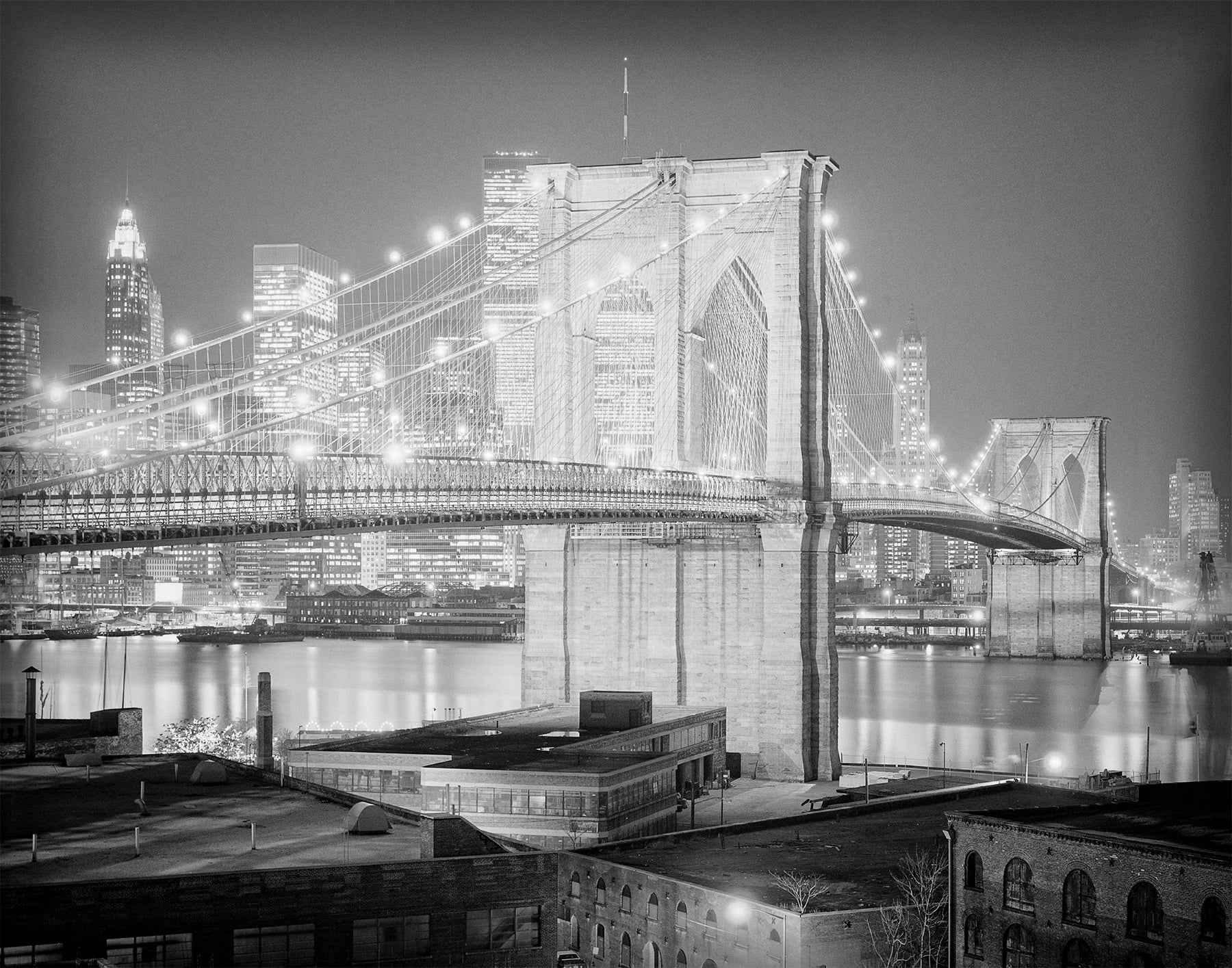 Brooklyn Bridge at Night, 1970s Historical Pix