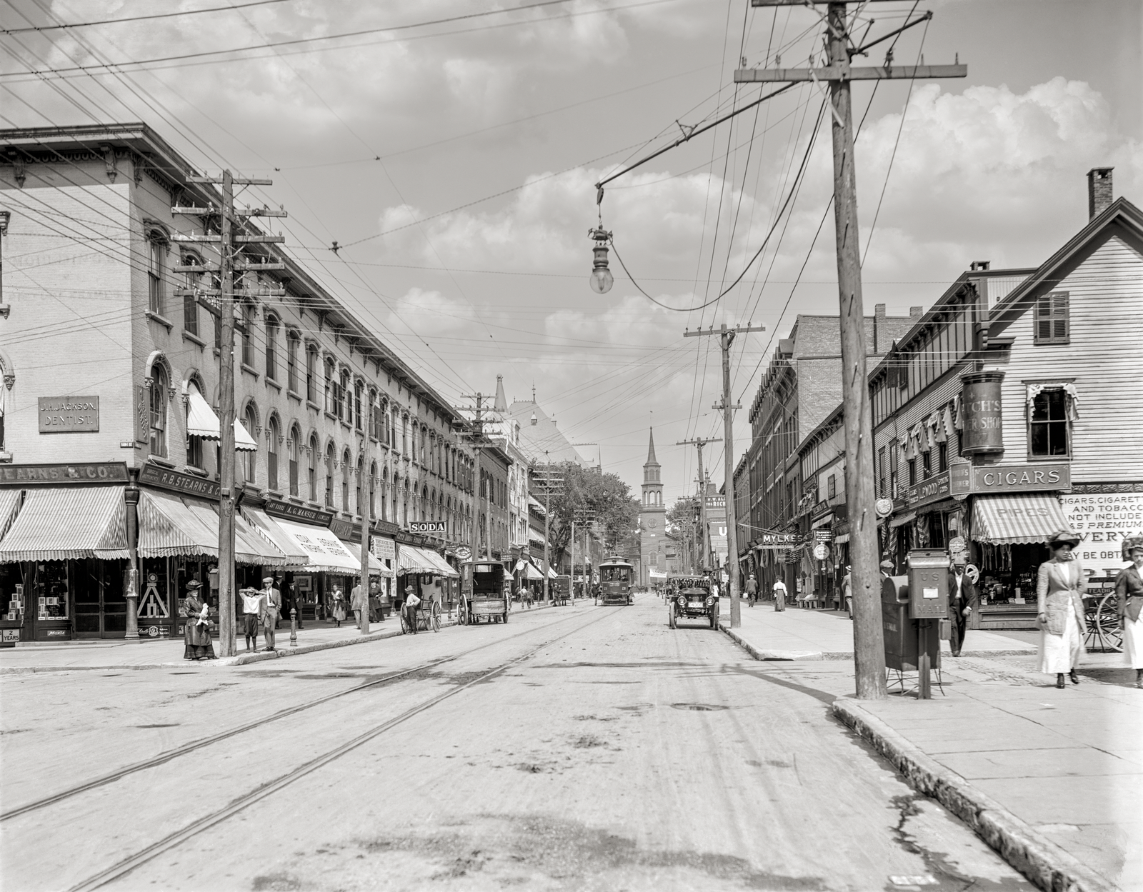 Burlington Vermont, Church Street, North From Bank Street, Circa 1910 Historical Pix