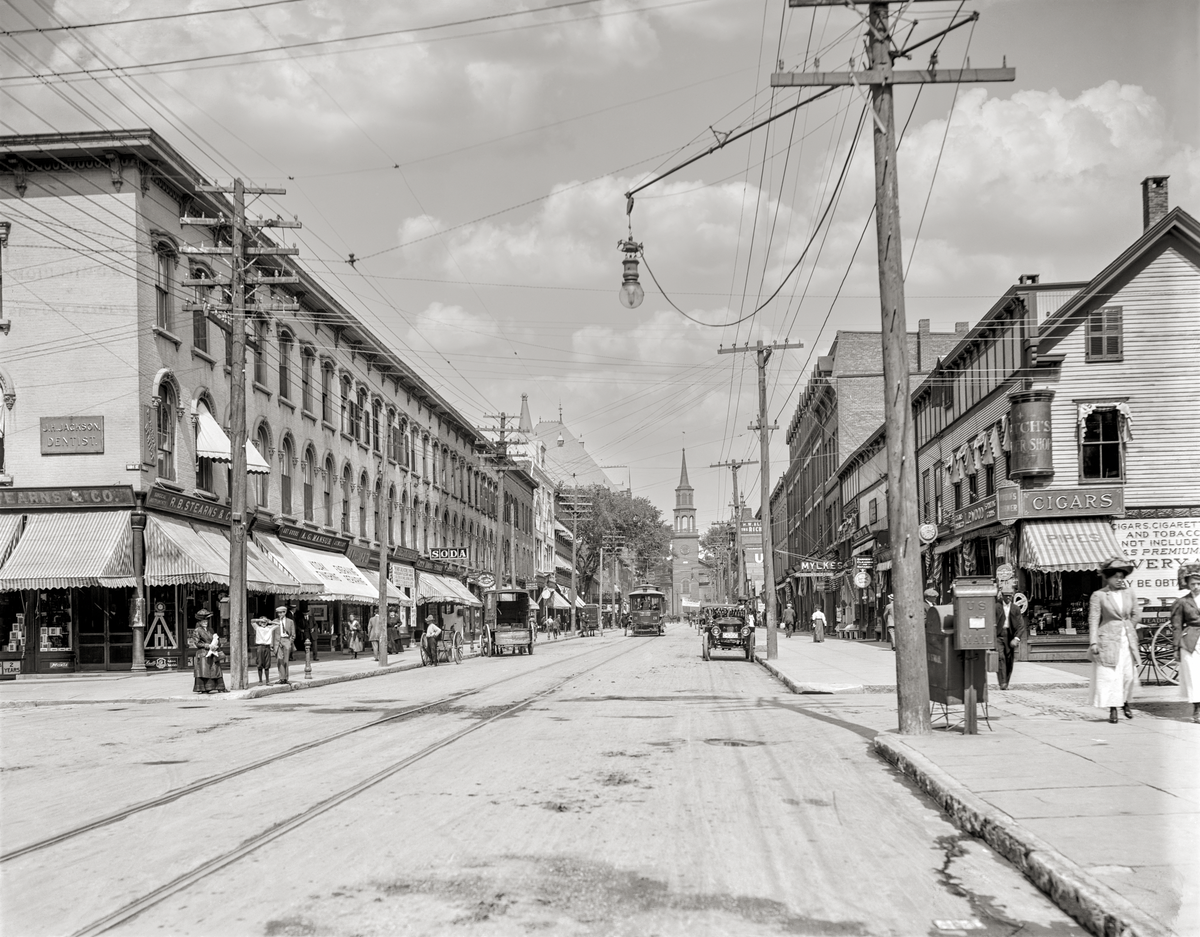 Burlington Vermont, Church Street, North From Bank Street, Circa 1910 Historical Pix