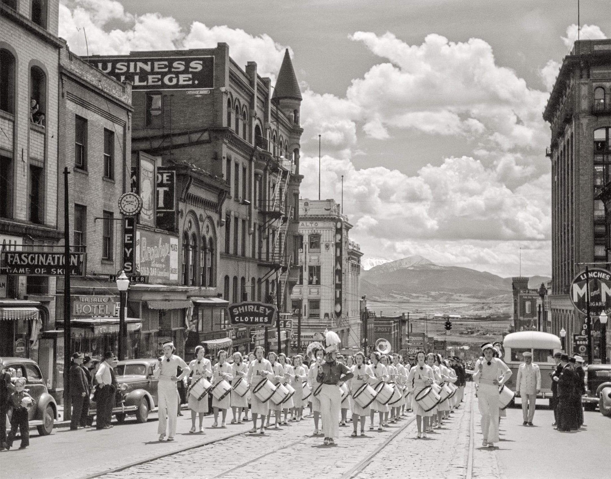 Butte Montana, Montana Street, Marching Parade, Summer, 1939 Historical Pix