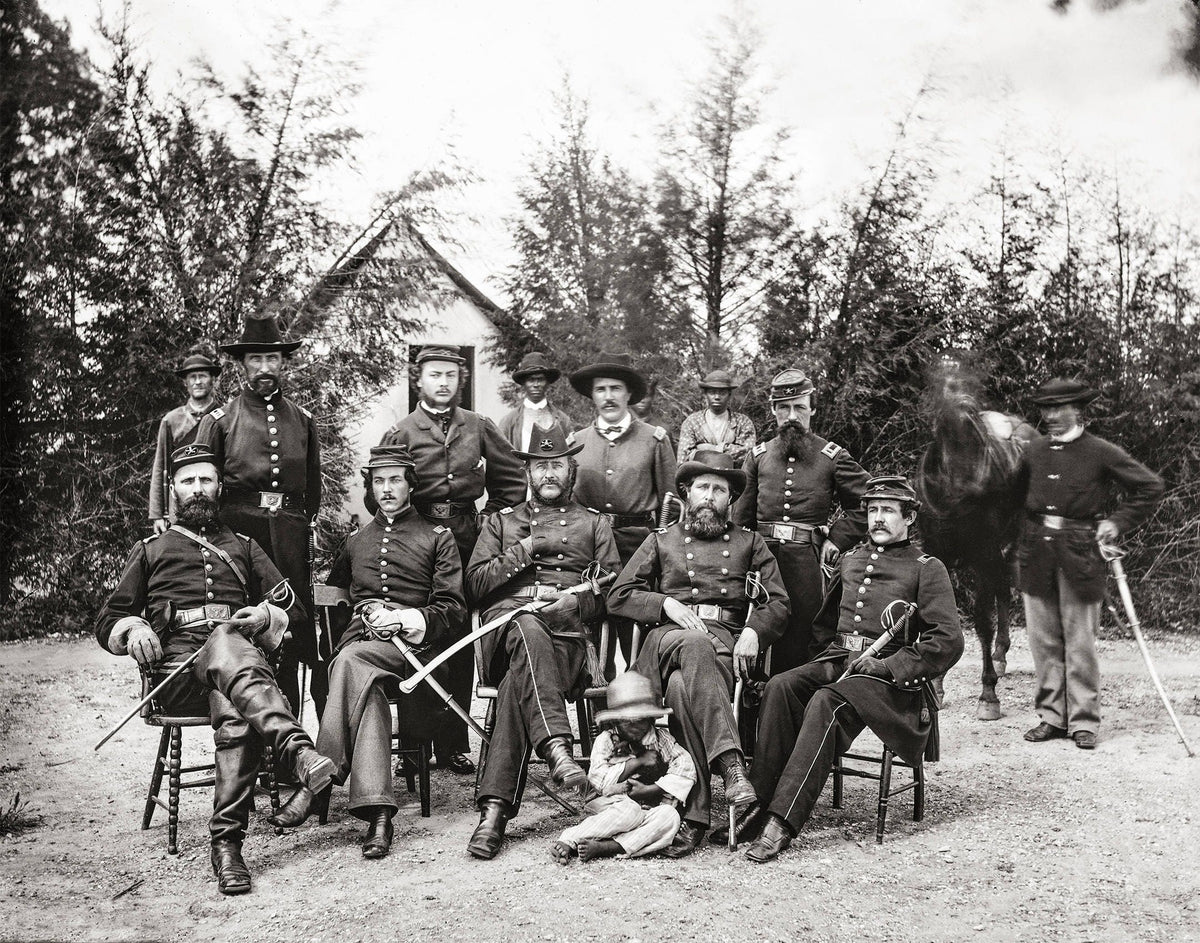 Civil War Photo, Washington DC Gen. William Gamble &amp; Staff at Camp Stoneman, Giesborough, Point, 1865 Historical Pix