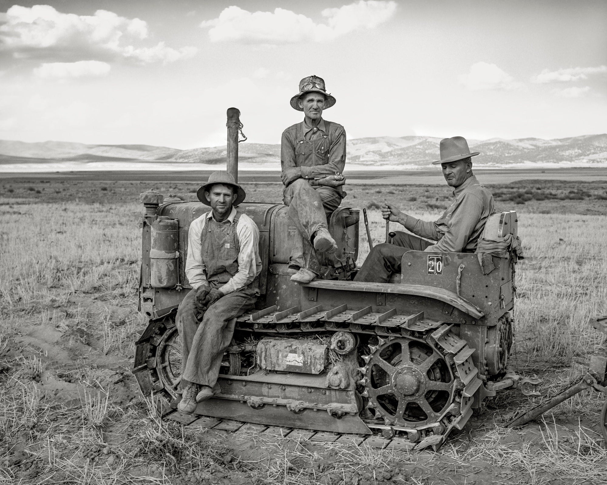 Country Farm Portrait of Three Farmers on a Plow Historical Pix