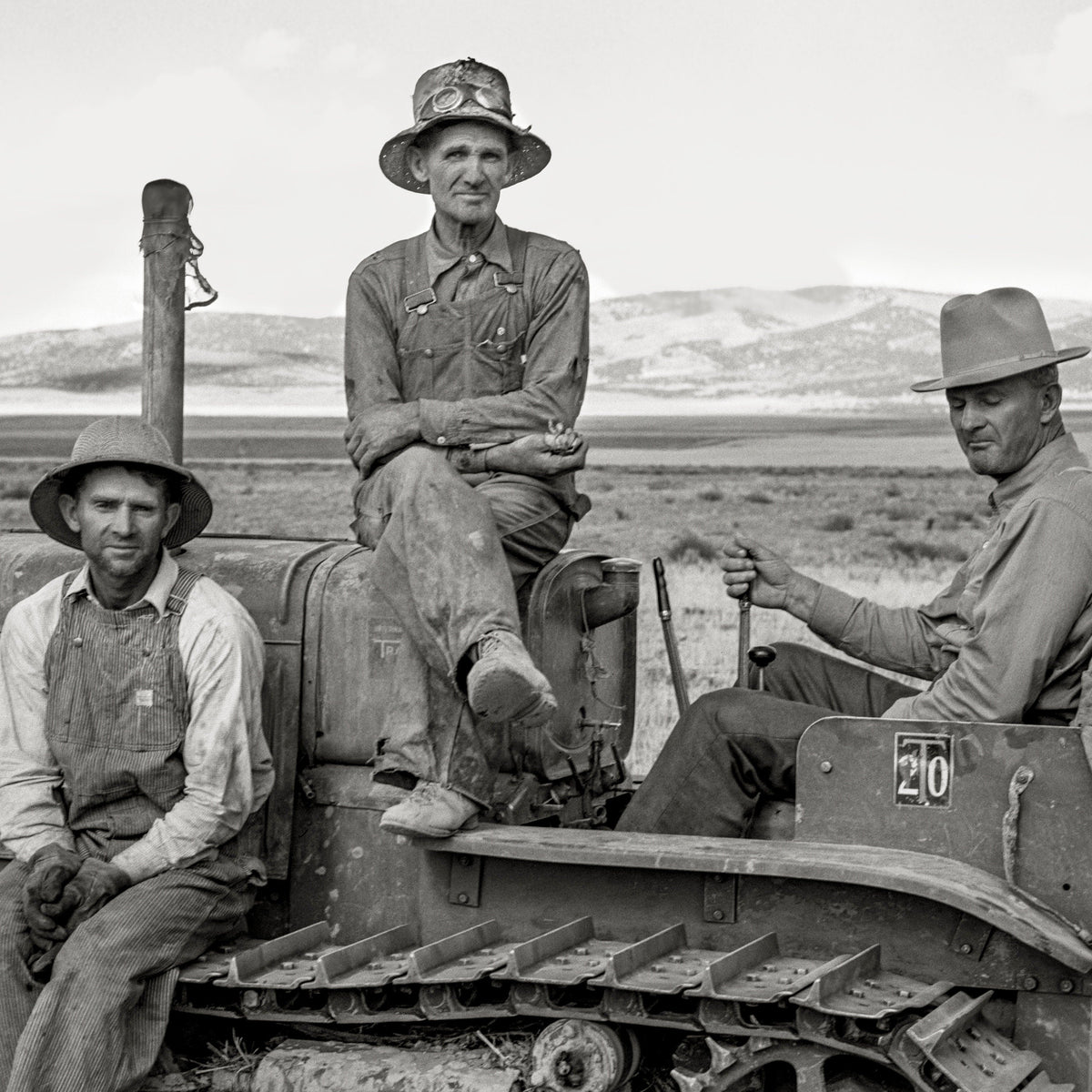 Country Farm Portrait of Three Farmers on a Plow Historical Pix