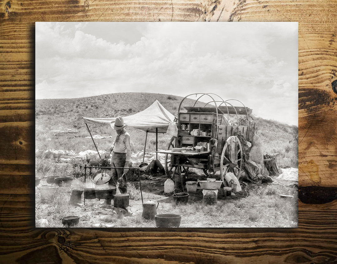Cowboy, Chuck Wagon &amp; Sleeping Friend, American Southwest Photo Historical Pix