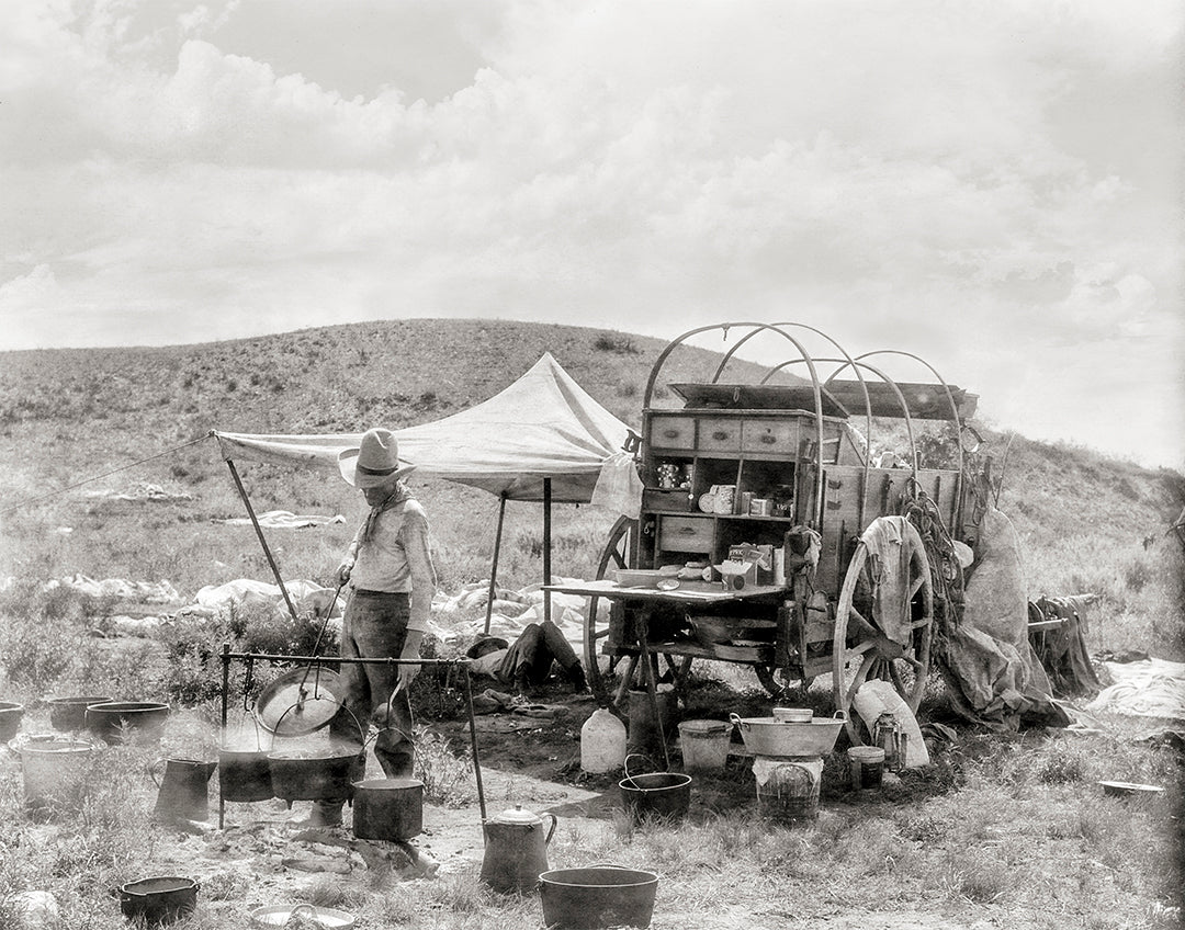 Cowboy, Chuck Wagon &amp; Sleeping Friend, American Southwest Photo Historical Pix