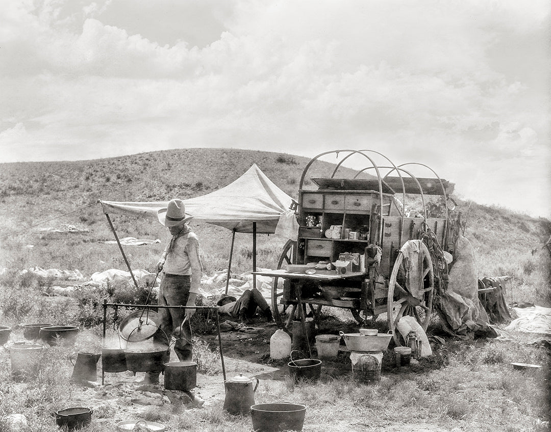 Cowboy, Chuck Wagon & Sleeping Friend, American Southwest Photo Historical Pix