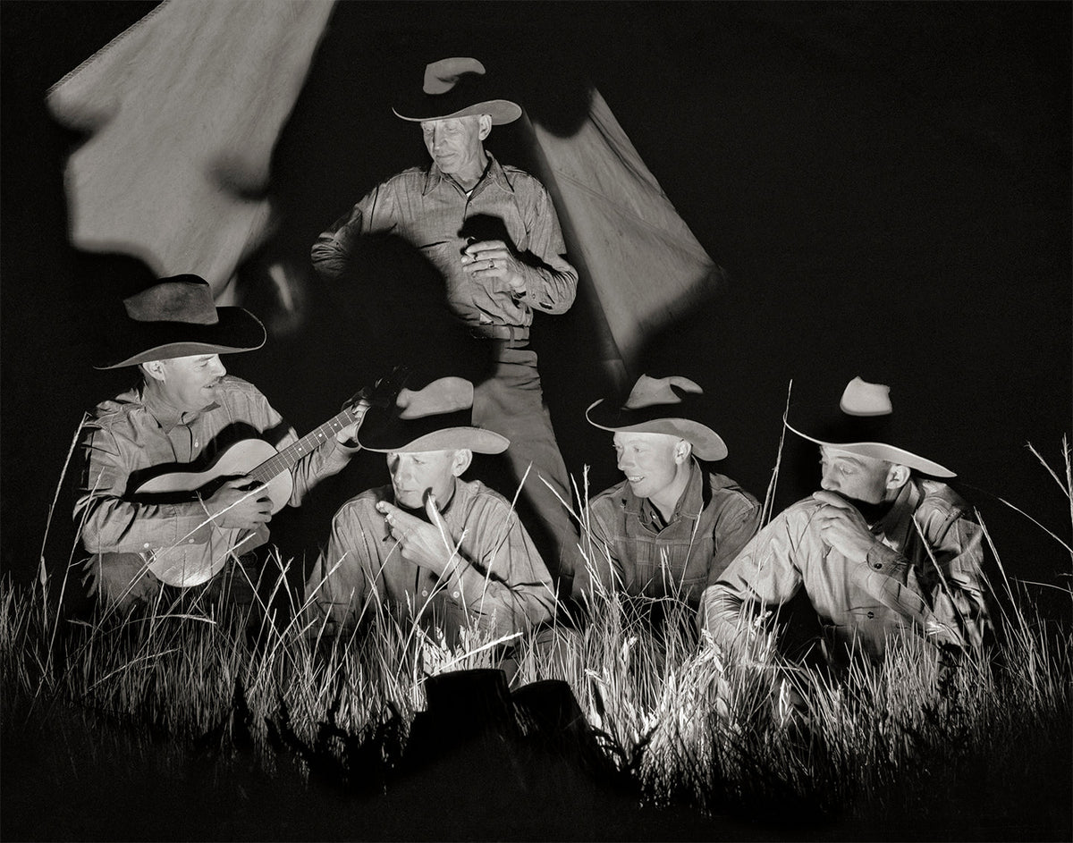 Cowboys Play Music To Pass The Night, 1939 Historical Pix
