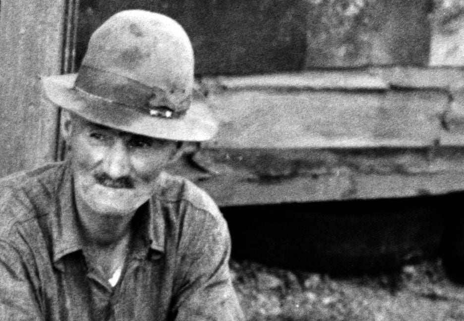 Dog and Owner, Hooverville, Ohio, Circleville, 1938 Historical Pix