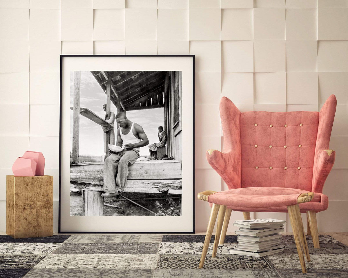 Dorthea Lange, Man Eating On Porch, 1937 Historical Pix