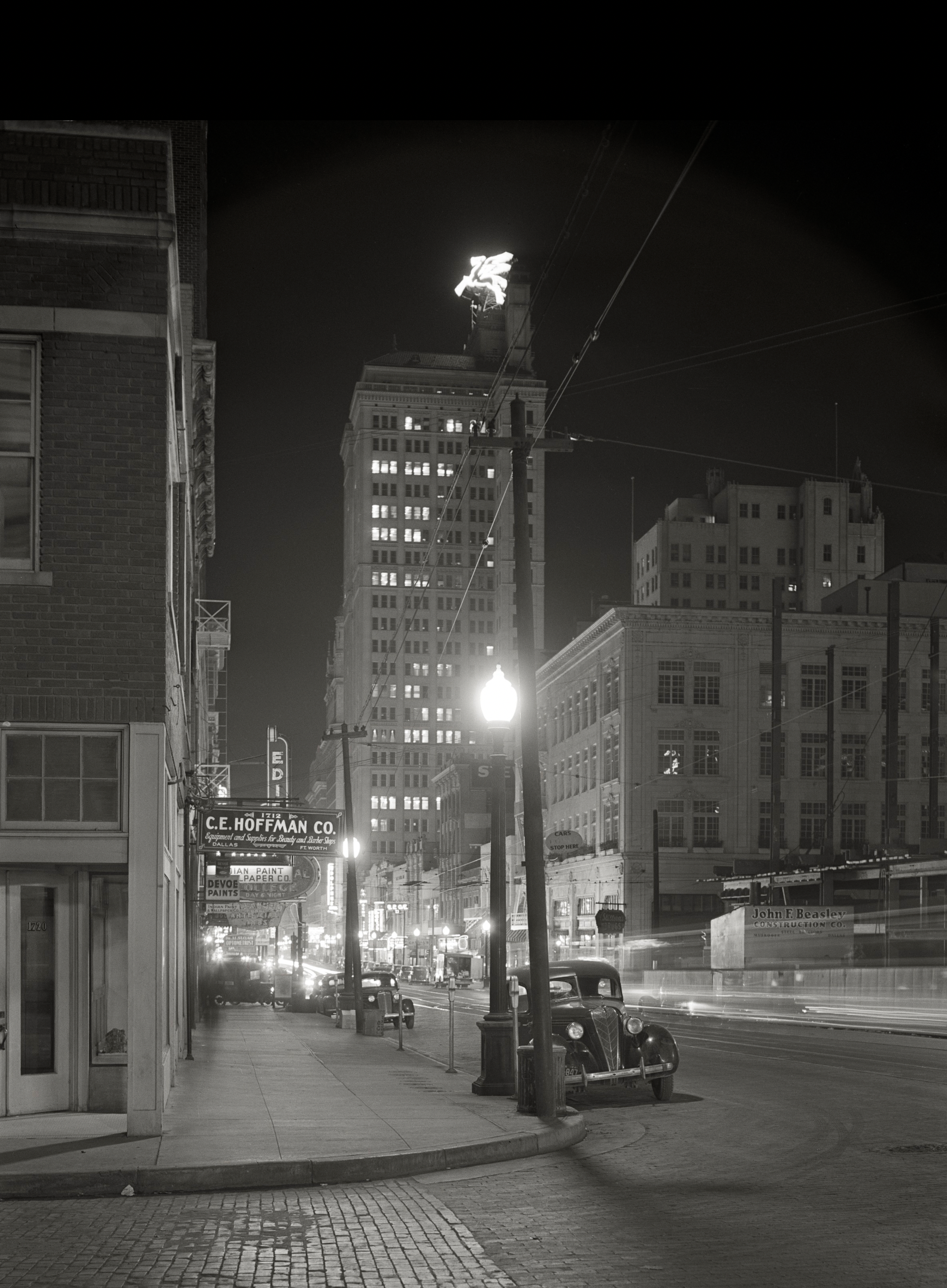 Downtown Dallas Texas at Night and Dallas Pegasus, 1921 Historical Pix