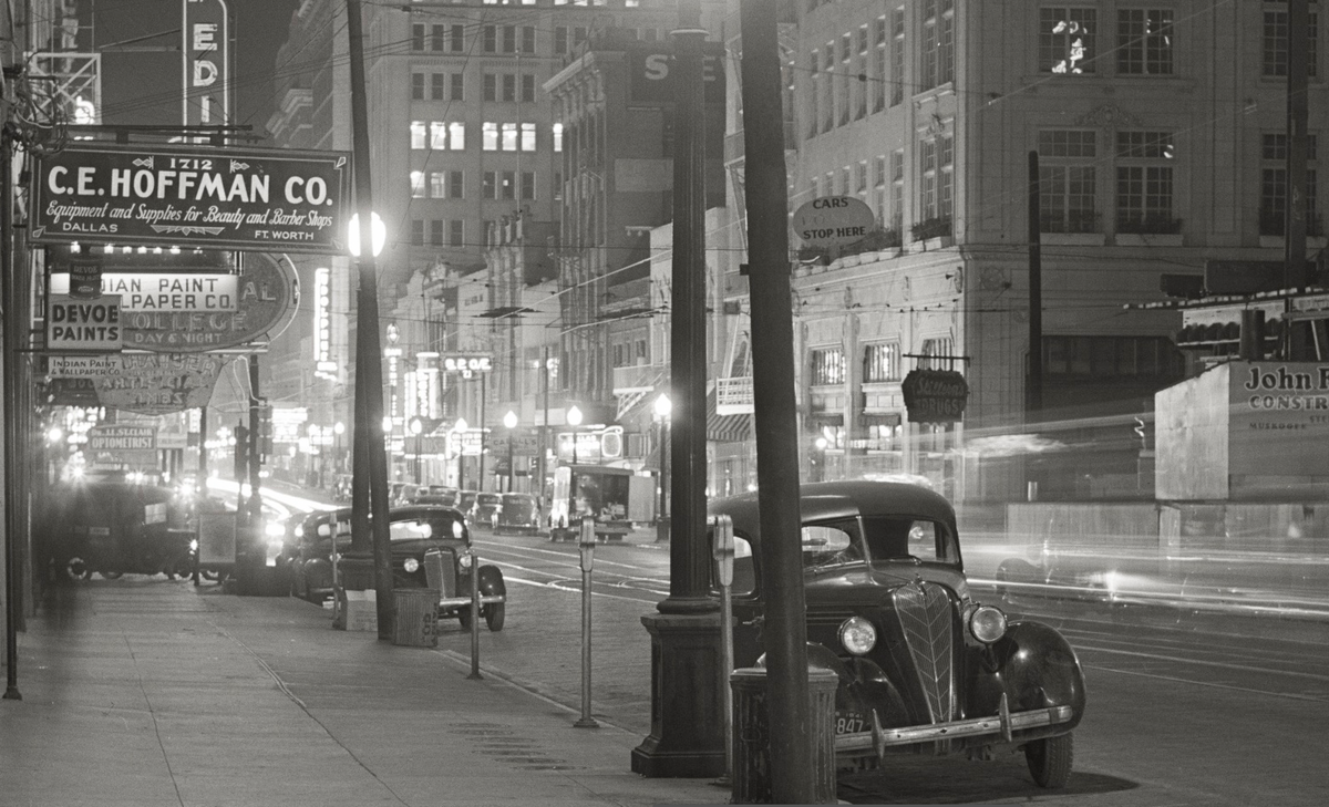 Downtown Dallas Texas at Night and Dallas Pegasus, 1921 Historical Pix