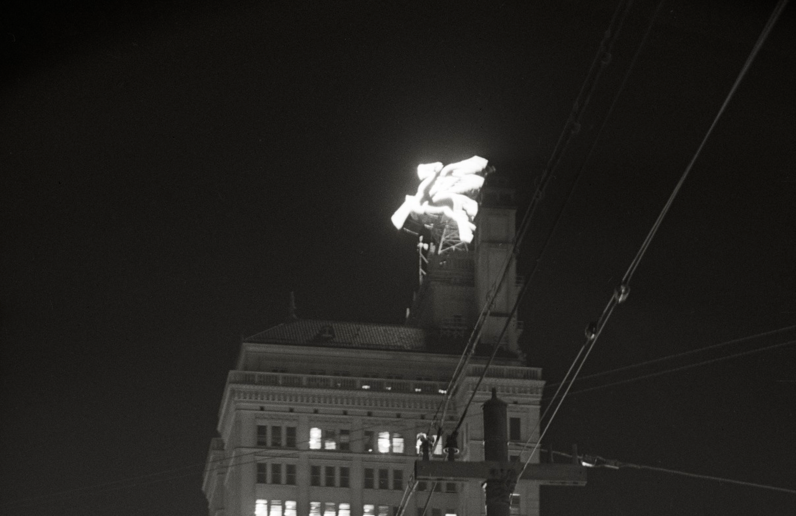 Downtown Dallas Texas at Night and Dallas Pegasus, 1921 Historical Pix