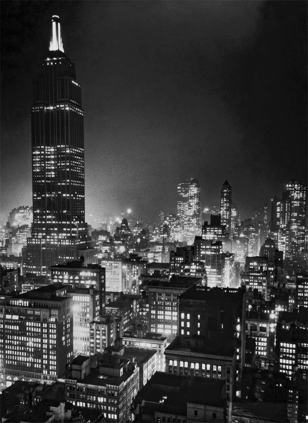 Empire State Building at Night, New York City, 1937 Historical Pix