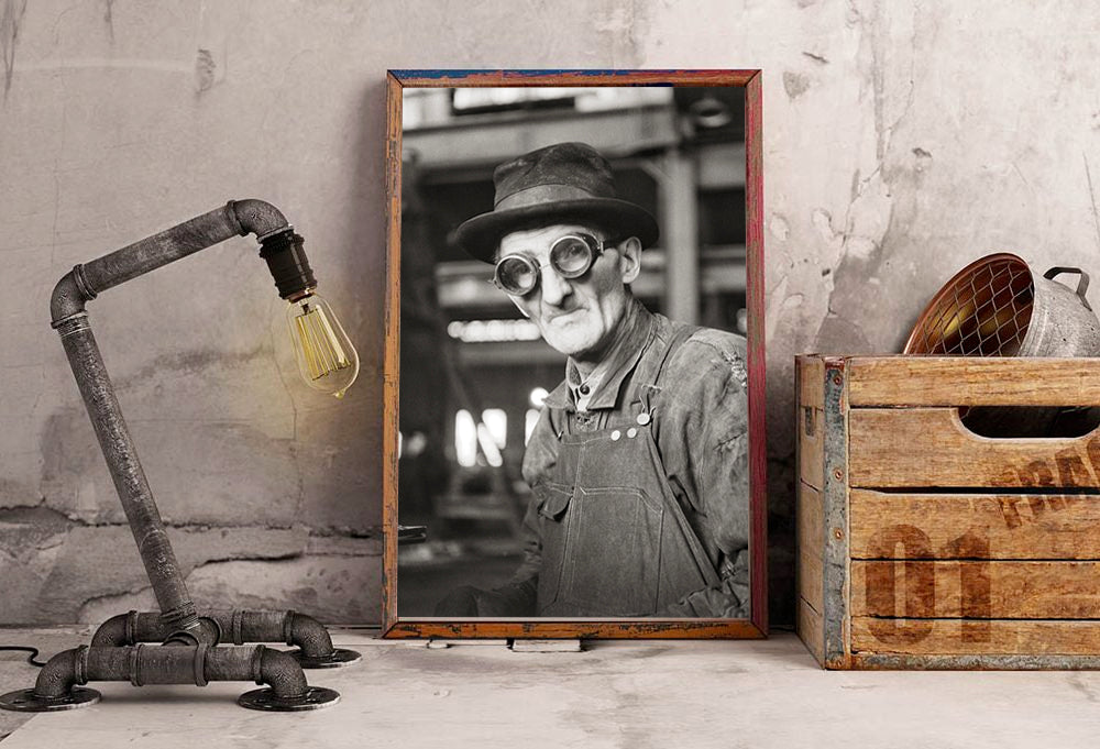 Factory Worker Portrait, Steampunk Photo, 1942, Jack Delano Historical Pix