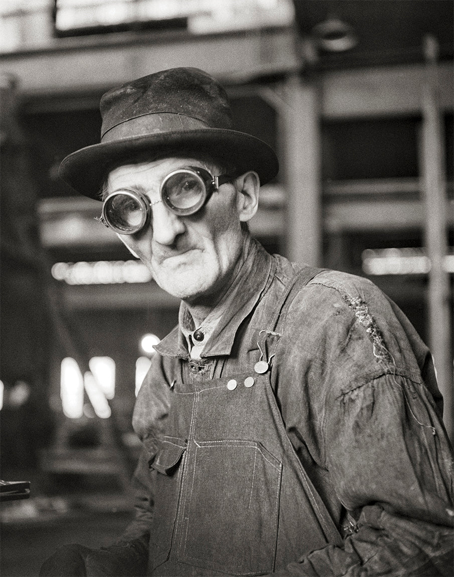 Factory Worker Portrait, Steampunk Photo, 1942, Jack Delano Historical Pix