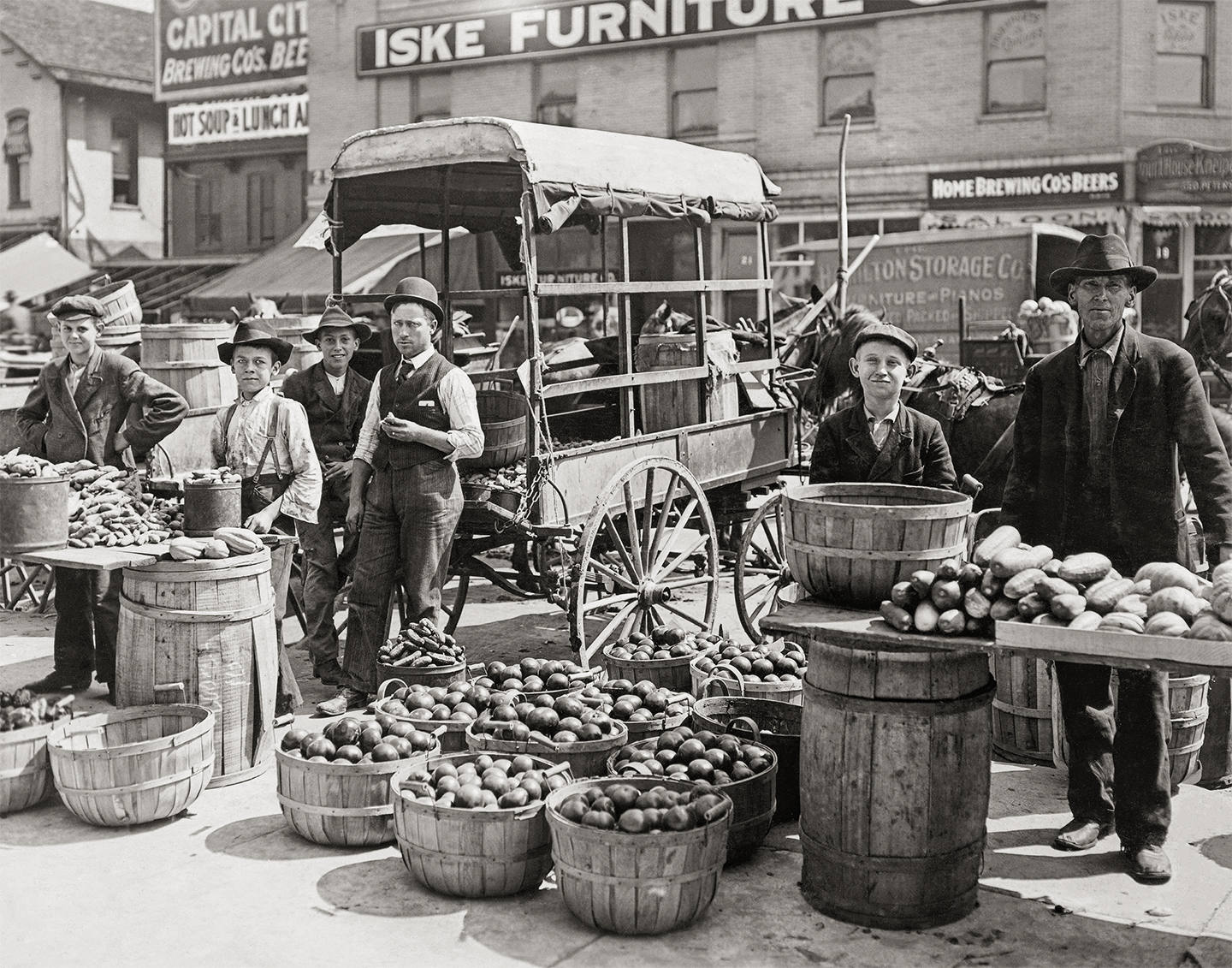 Farmer's Market, Food Carts, Lunch Cart, Black Photo Wall Collection Historical Pix
