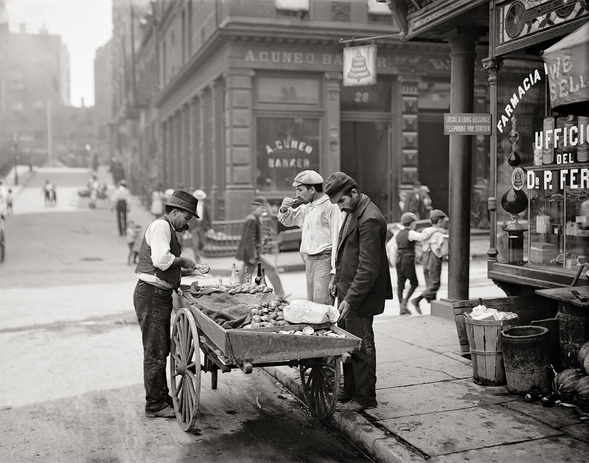 Farmer&#39;s Market, Food Carts, Lunch Cart, Black Photo Wall Collection Historical Pix